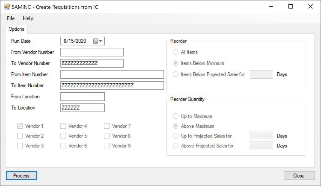 Create requisitions from IC in Sage 300