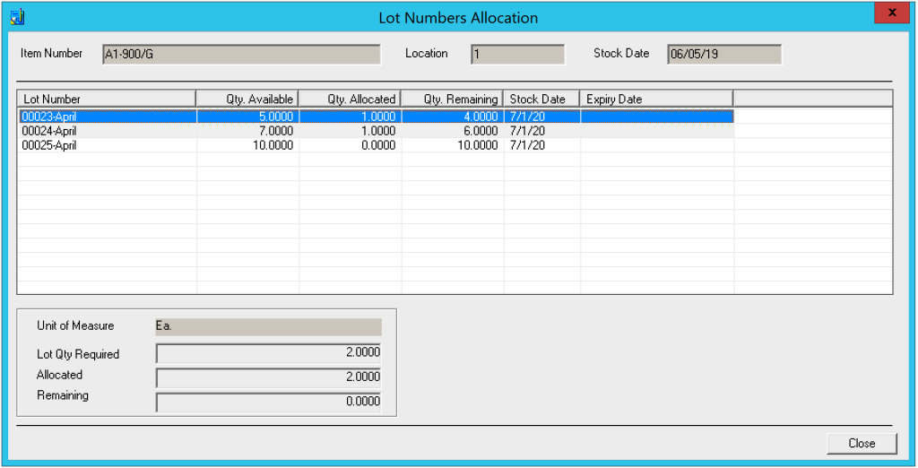 Sage 300 - Better Lot Number Allocation